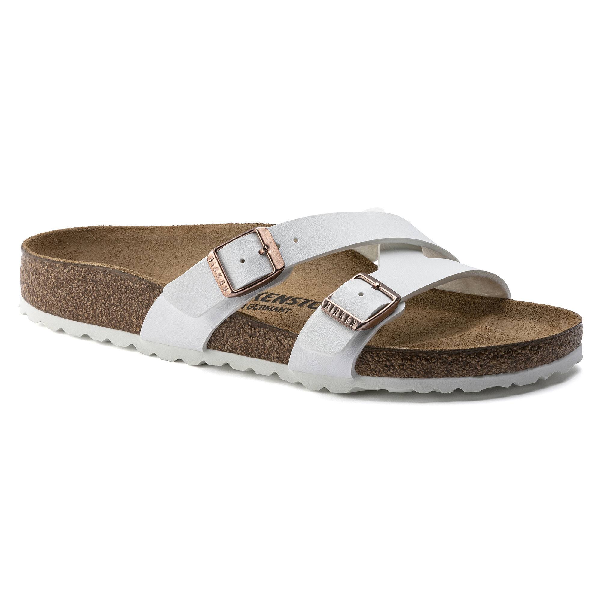 Birkenstock Yao Birko-Flor White Two-Strap Sandals