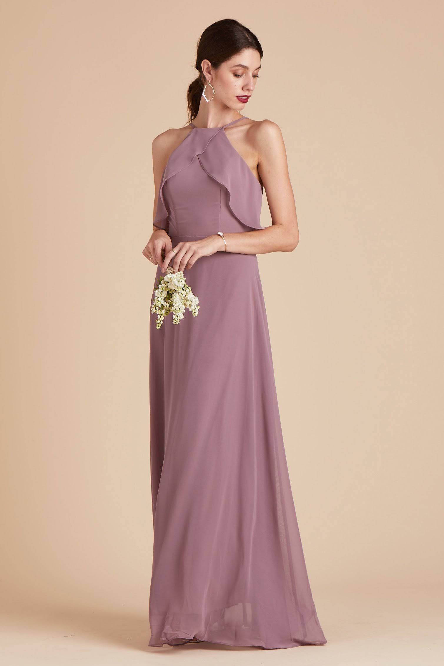Birdy Grey Jules Chiffon Bridesmaid Dress in Dark Mauve L / Dark Mauve