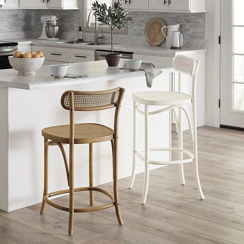Thea Bentwood Counter Stool - Worn White - Ballard Designs