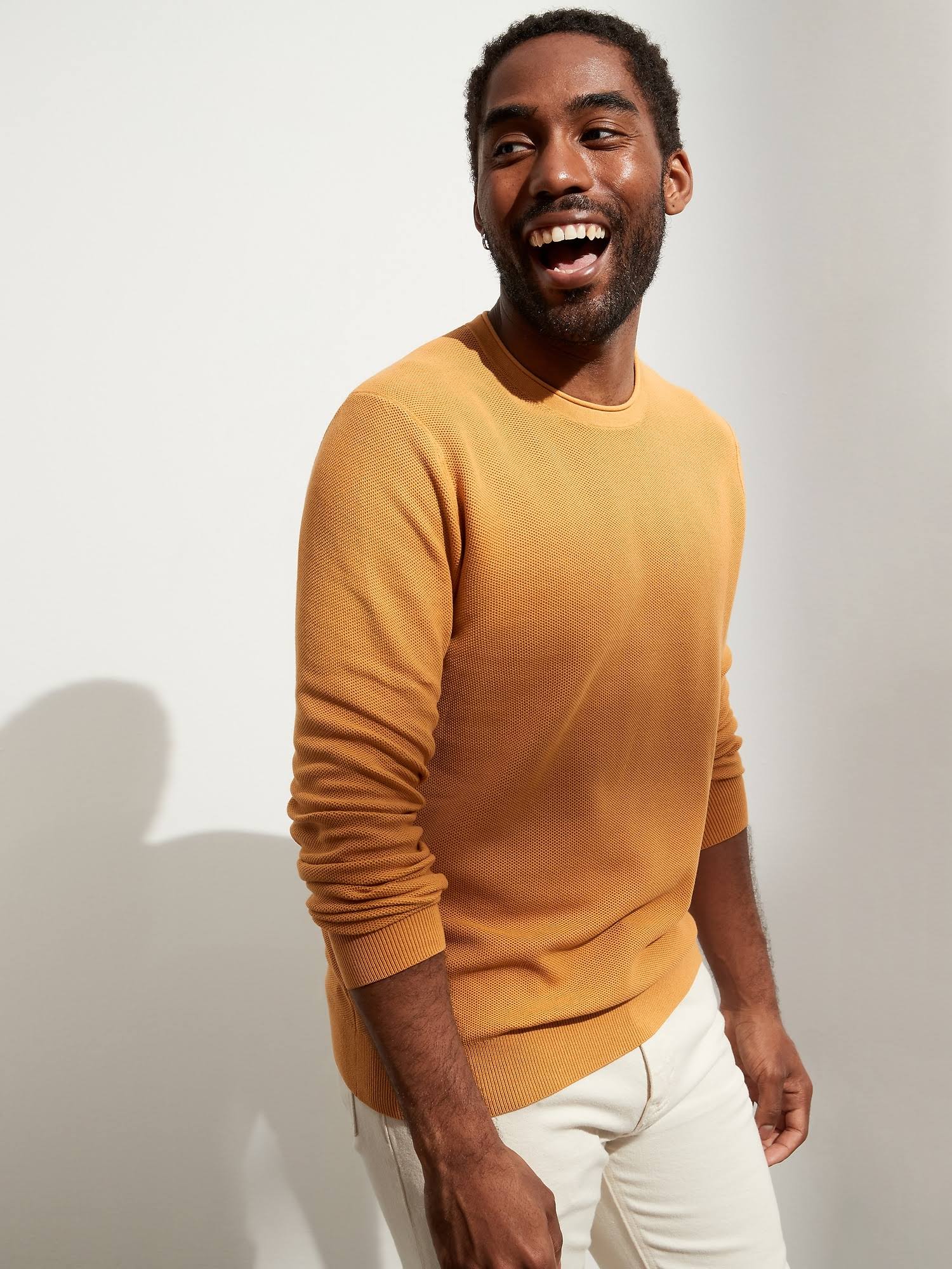 Banana Republic Men's Cotton Waffle-Knit Sweater Desert Sunset Size L