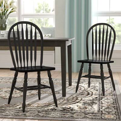 Elick Solid Wood Dining Chair Birch Lane Color: Antique Black