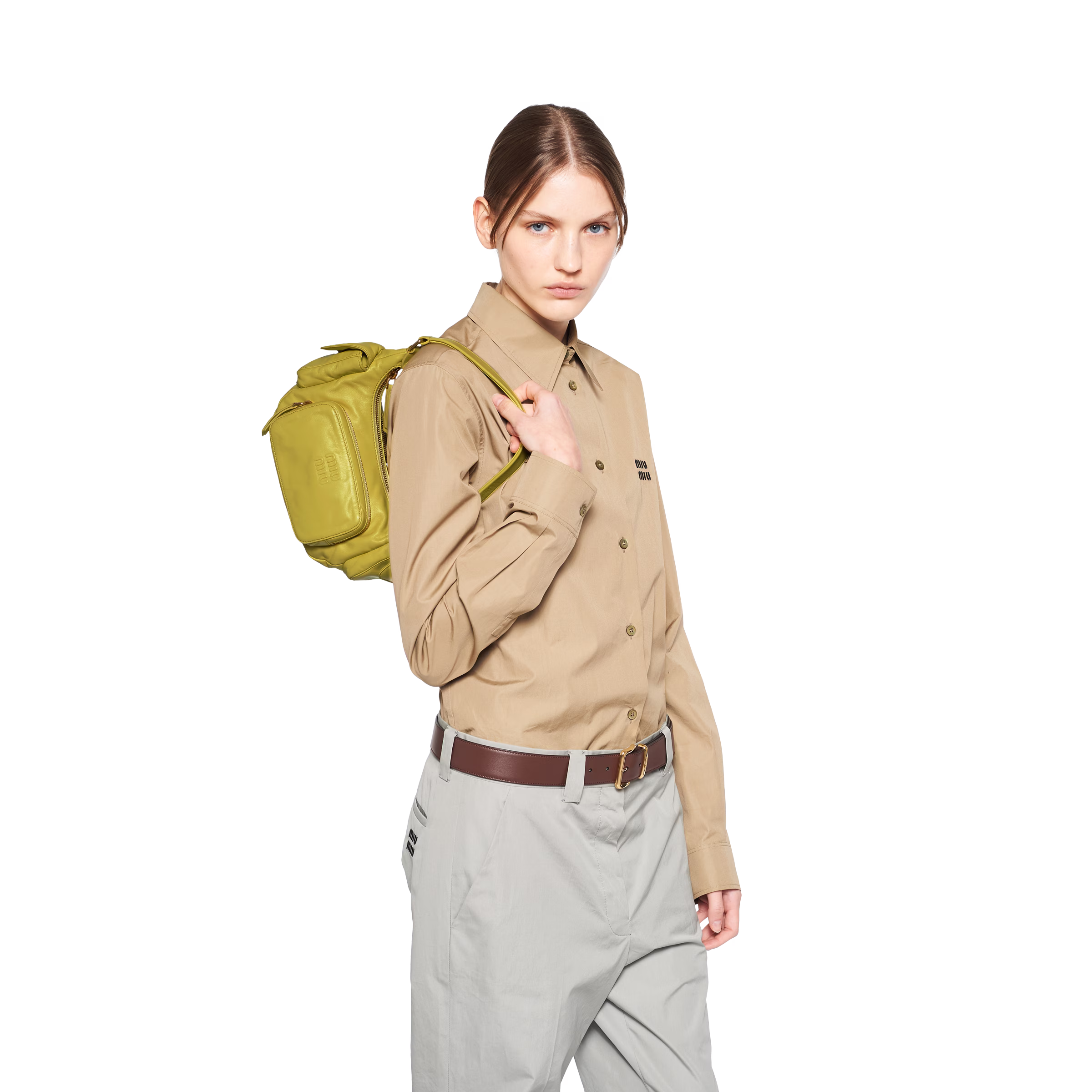 Citron Green Nappa leather Pocket bag