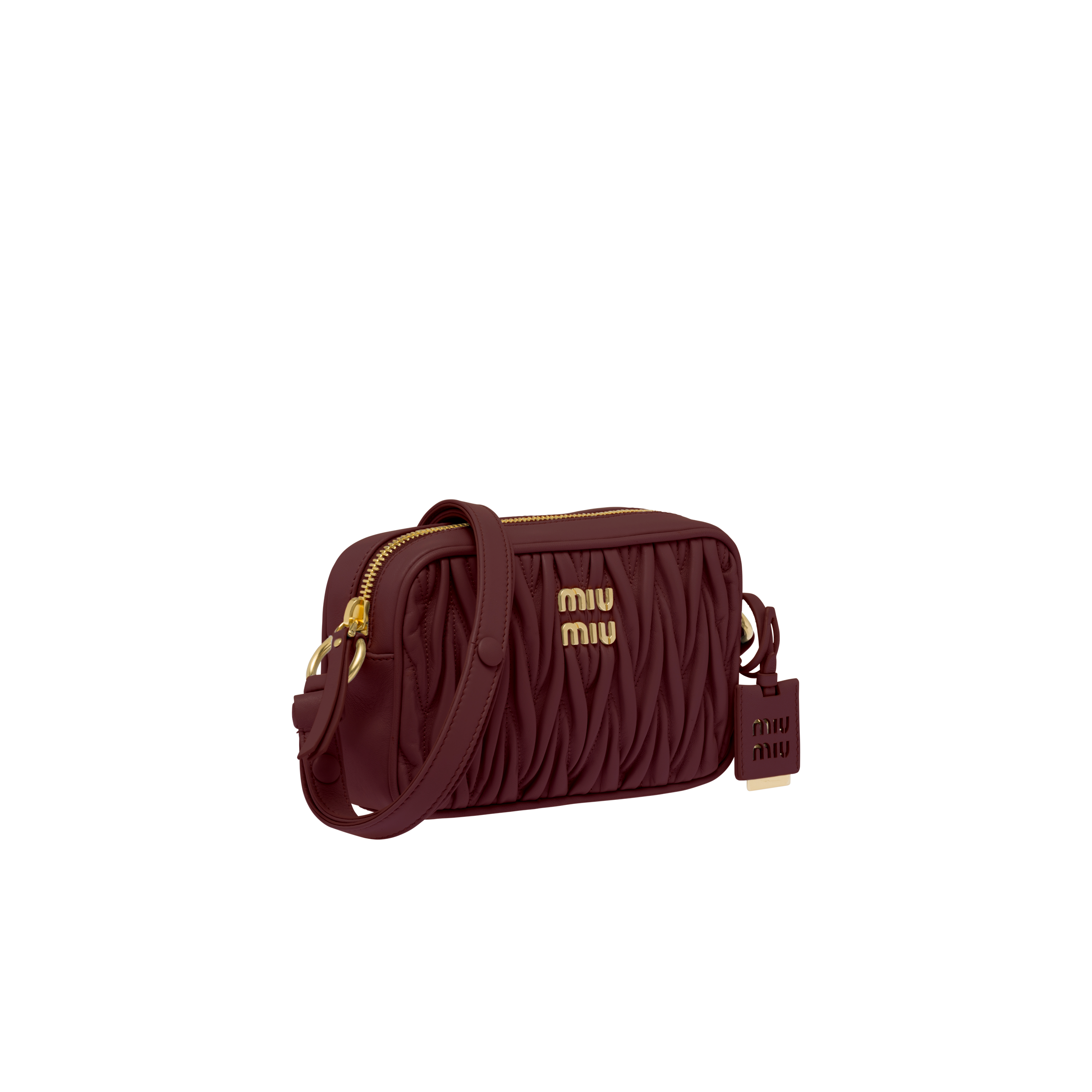 Amaranth Red Maize Yellow Matelassé nappa leather shoulder bag