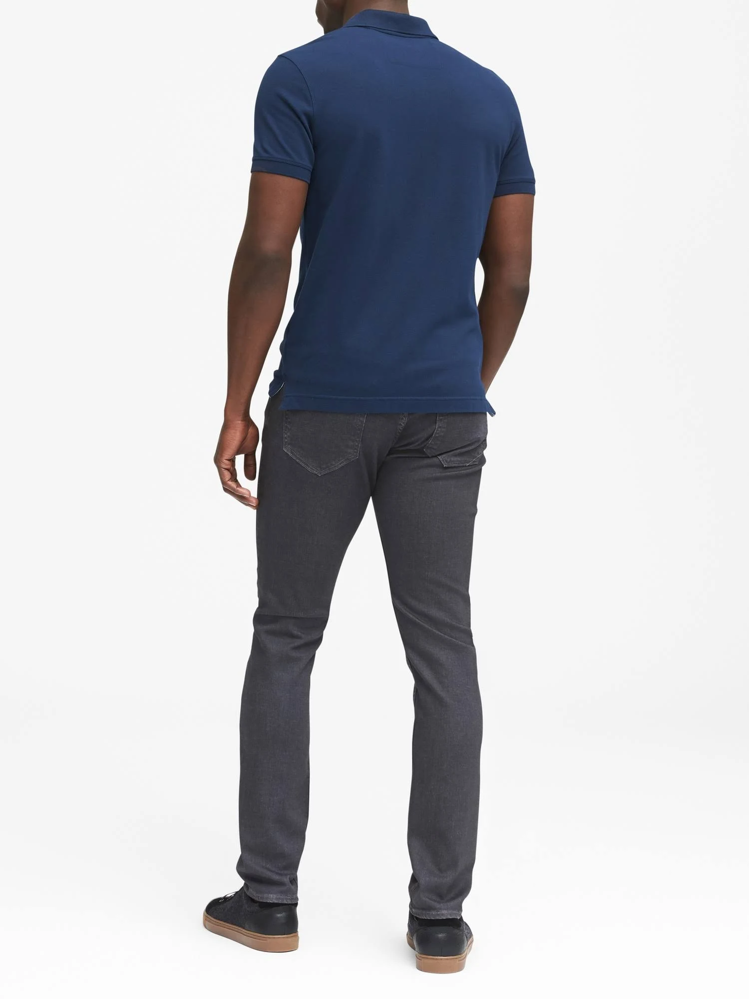Banana Republic Men's Slim Signature Pique Polo Shirt Navy Star Size Xxs