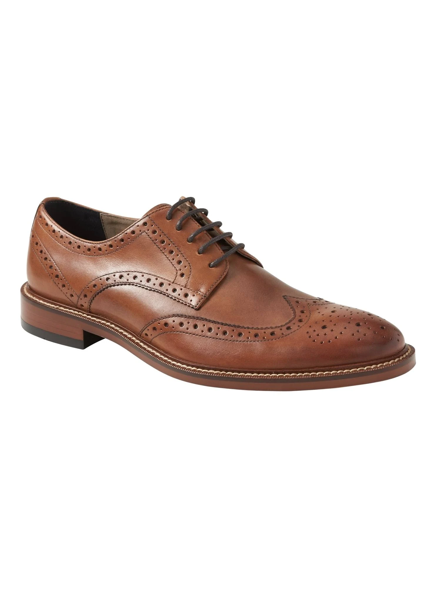 Banana Republic Men's Hadley Italian Leather Brogue Oxford Cognac Size 9 1/2