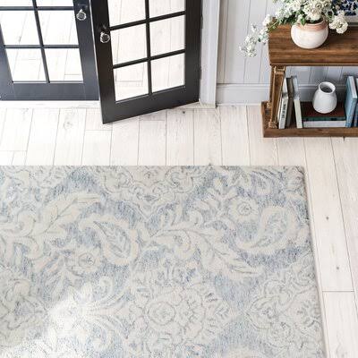 Armando Floral Handmade Tufted Cotton Ivory/Gray Area Rug Birch Lane Rug Size: Rectangle 8& x 10&