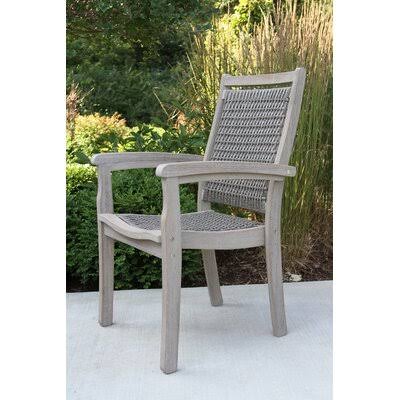 Mankato Stacking Patio Dining Chair Armchair Frame Color: Gray Wash