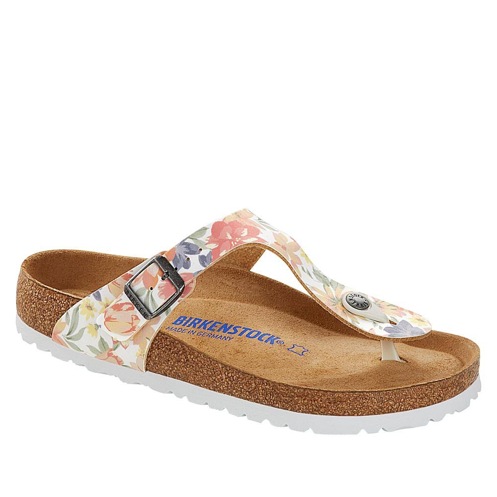 Women's Birkenstock Gizeh Soft Footbed Sandal, Size: 42, Supernatural Flower White Birko-Flor