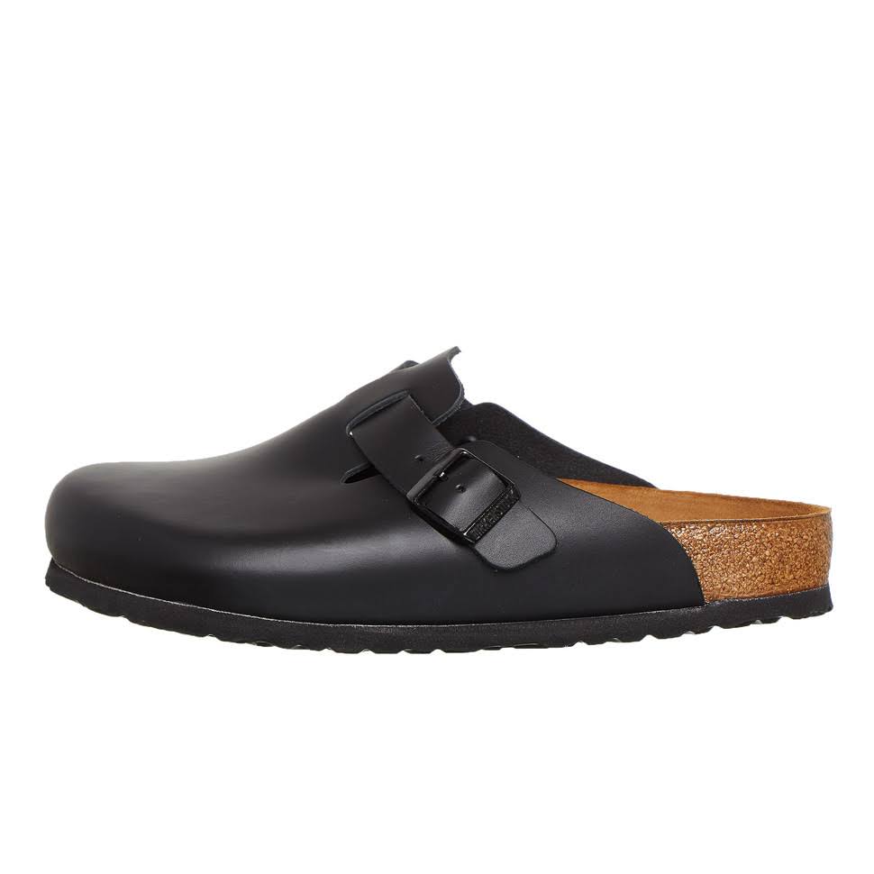 Birkenstock Boston Smooth Leather Mules - Black - Slippers