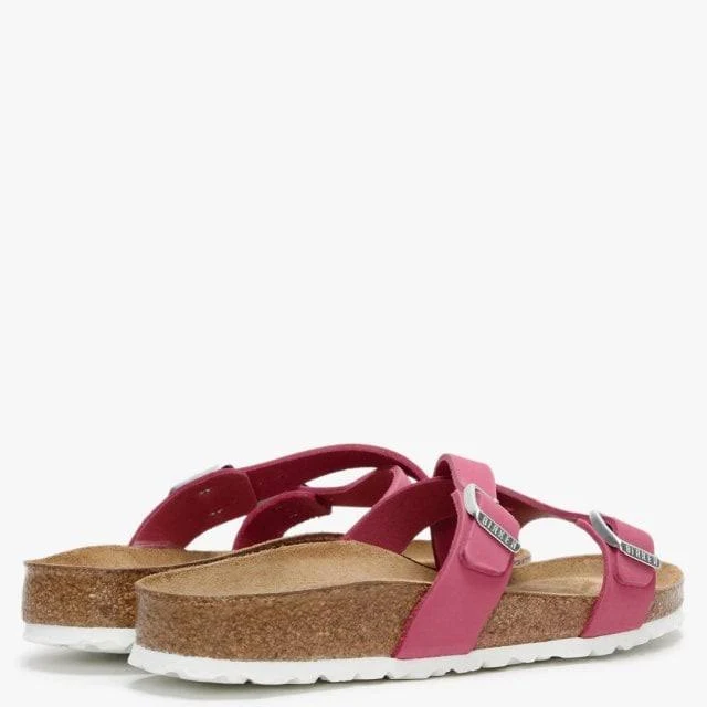 Birkenstock Yao Balance Fuchsia Tulip Nubuck Leather Cross Strap Mules