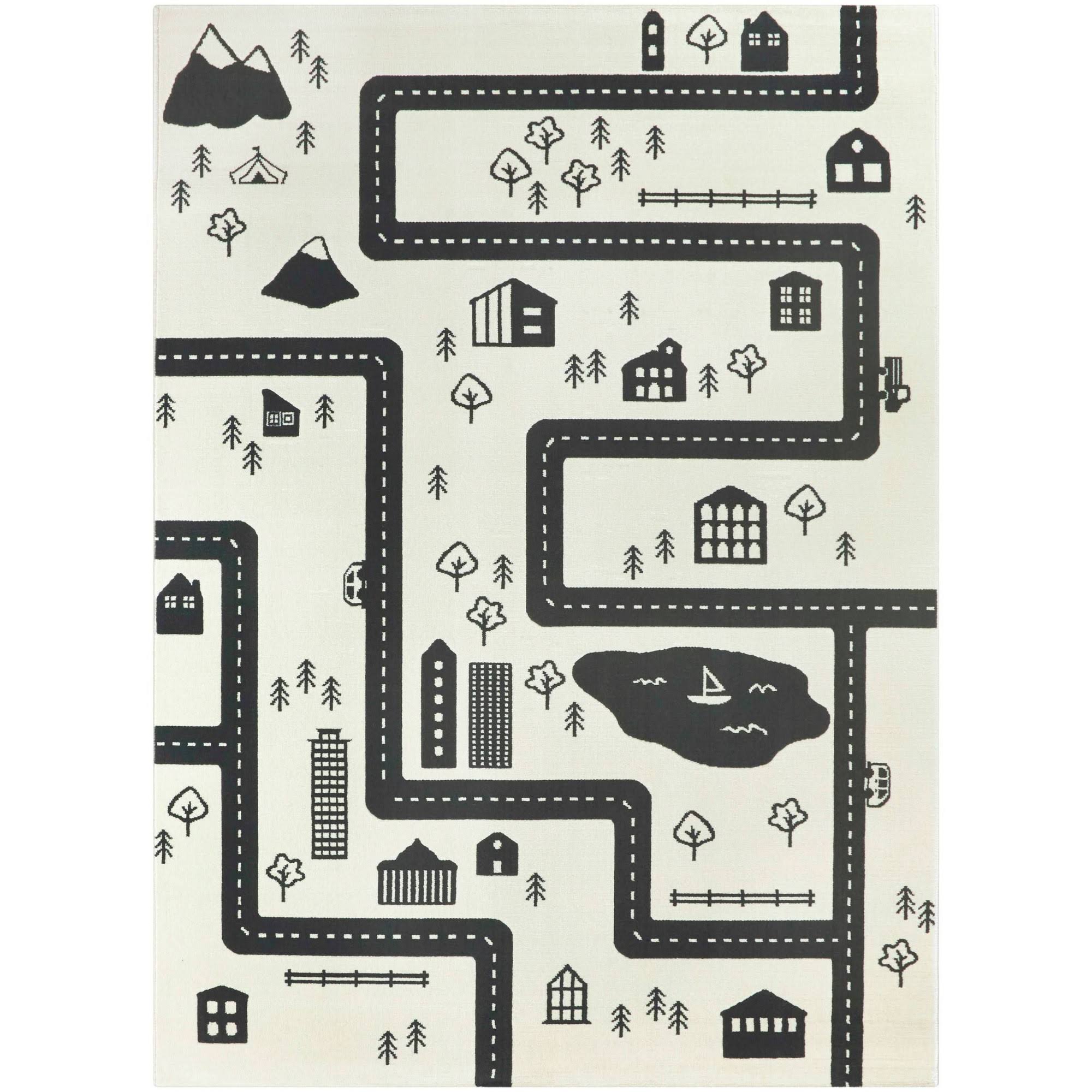 BALTA Urban Adventure Road Ivory/Black 5 ft. x 7 ft. Area Rug