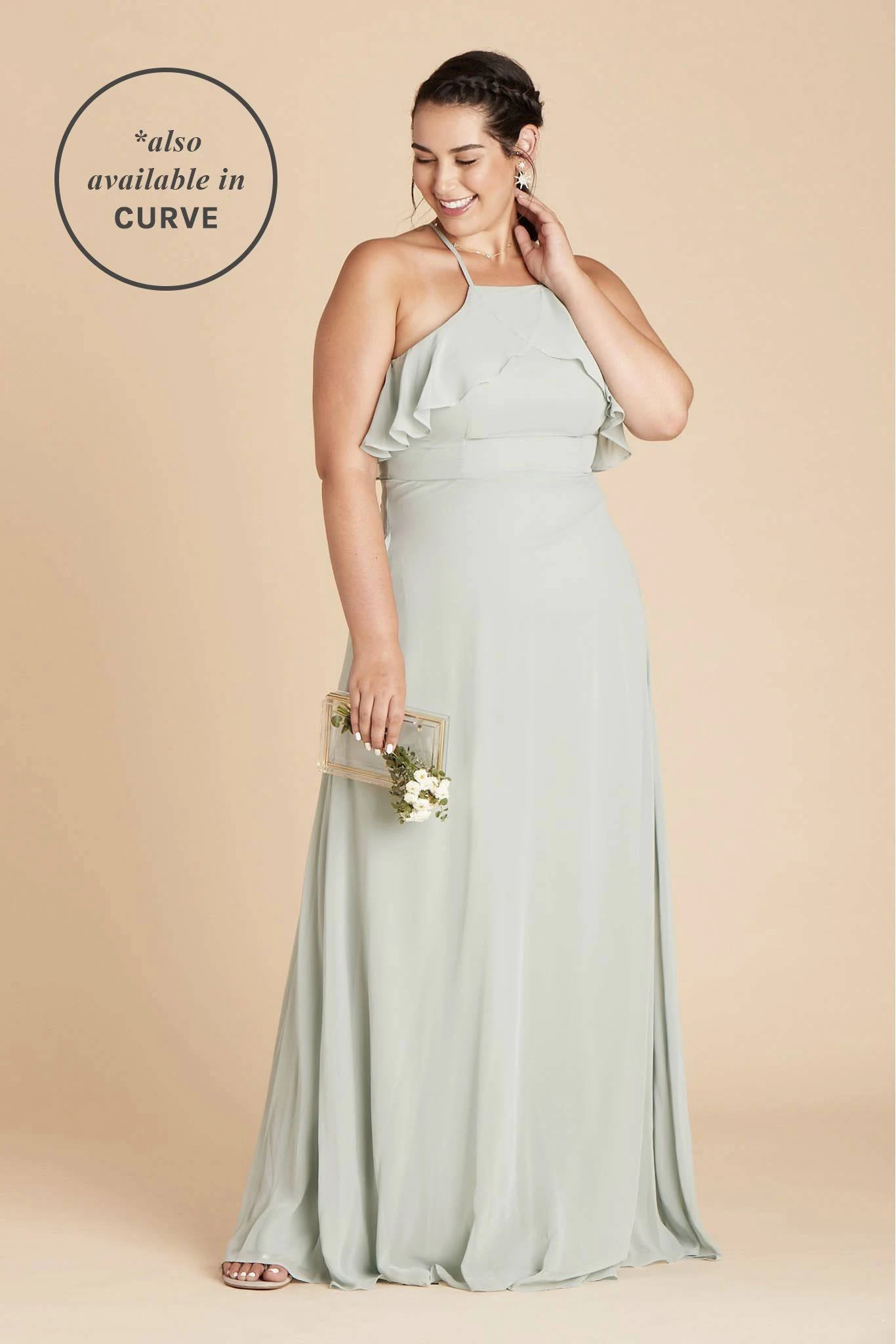 Birdy Grey Jules Chiffon Bridesmaid Dress in Sage L / Sage