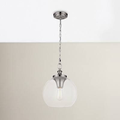 Mercury Row Asellus 1-Light Globe Pendant Finish: Polished Nickel, Size: 15.88x22 H x 12x22 W x 12x22 D