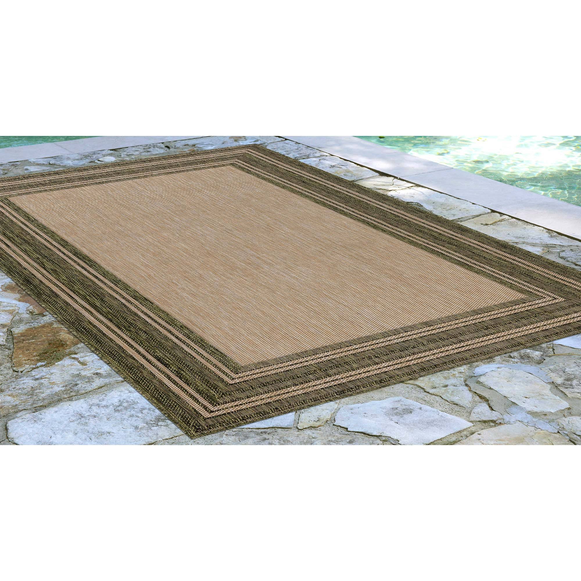 Liora Manne Carmel Multi Border Indoor/Outdoor Rug Navy 7&10x22x9&10x22