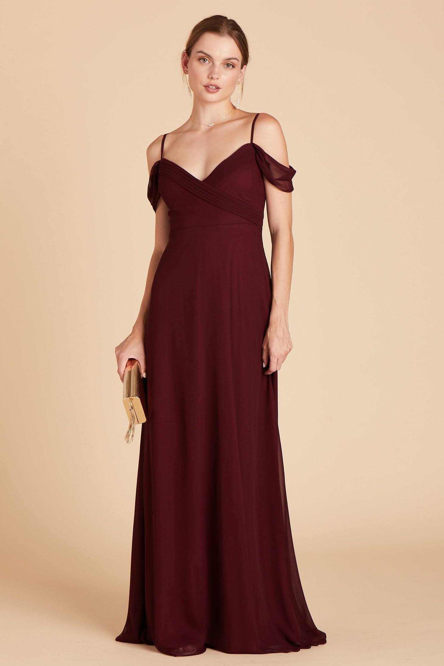 Birdy Grey Spence Convertible Chiffon Bridesmaid Dress in Cabernet S / Cabernet / No Slit