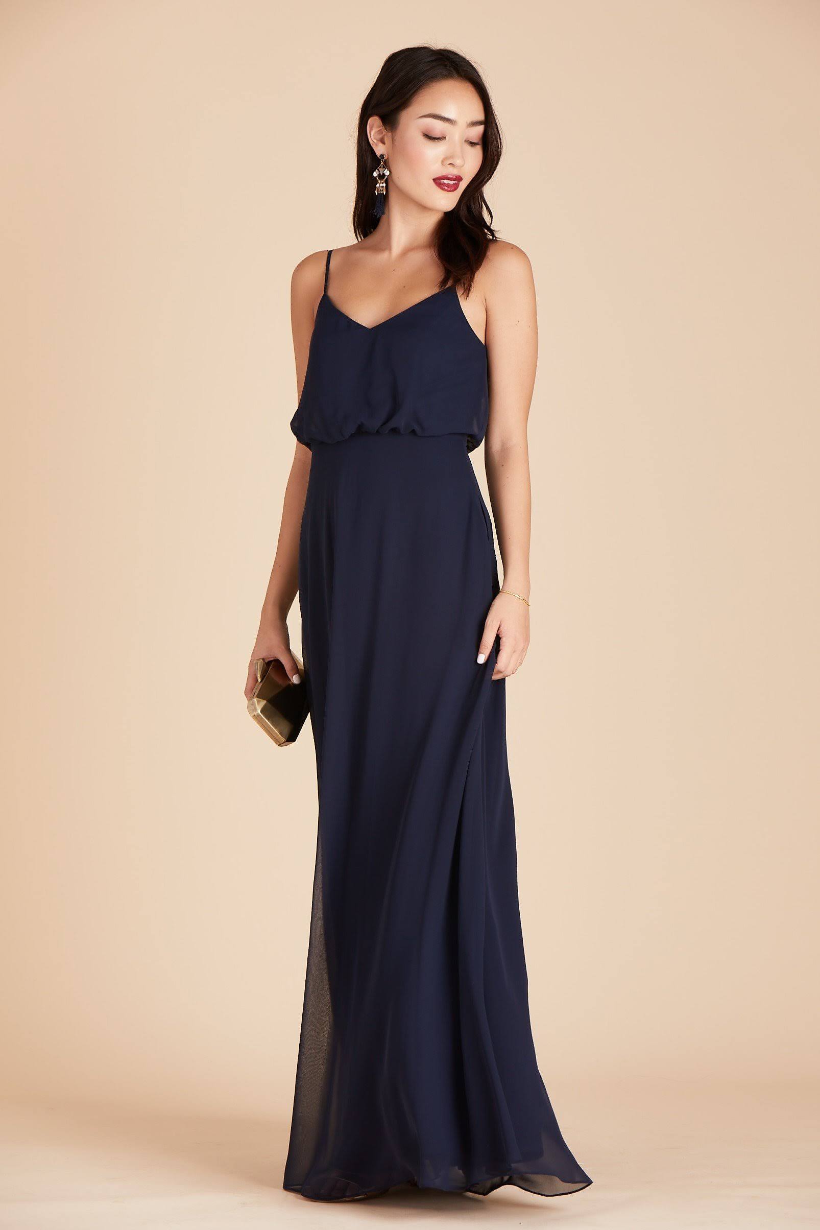Birdy Grey Gwennie Chiffon Bridesmaid Dress in Navy Xs / Navy