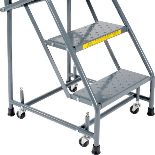 Perforated 16x22W 3 Step Steel Rolling Ladder 10x22D Top Step - H318P