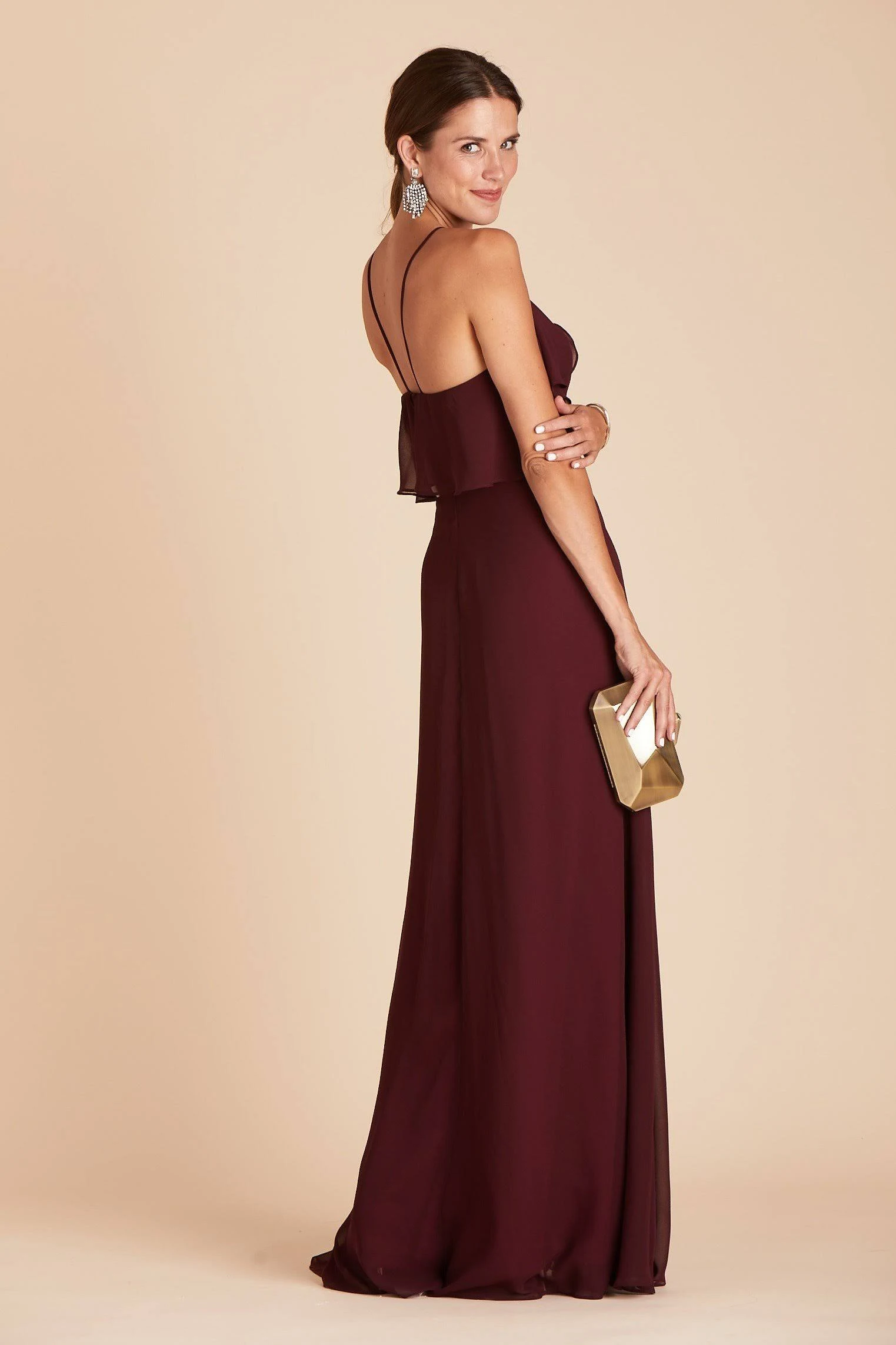 Birdy Grey Jules Chiffon Bridesmaid Dress in Cabernet M / Cabernet