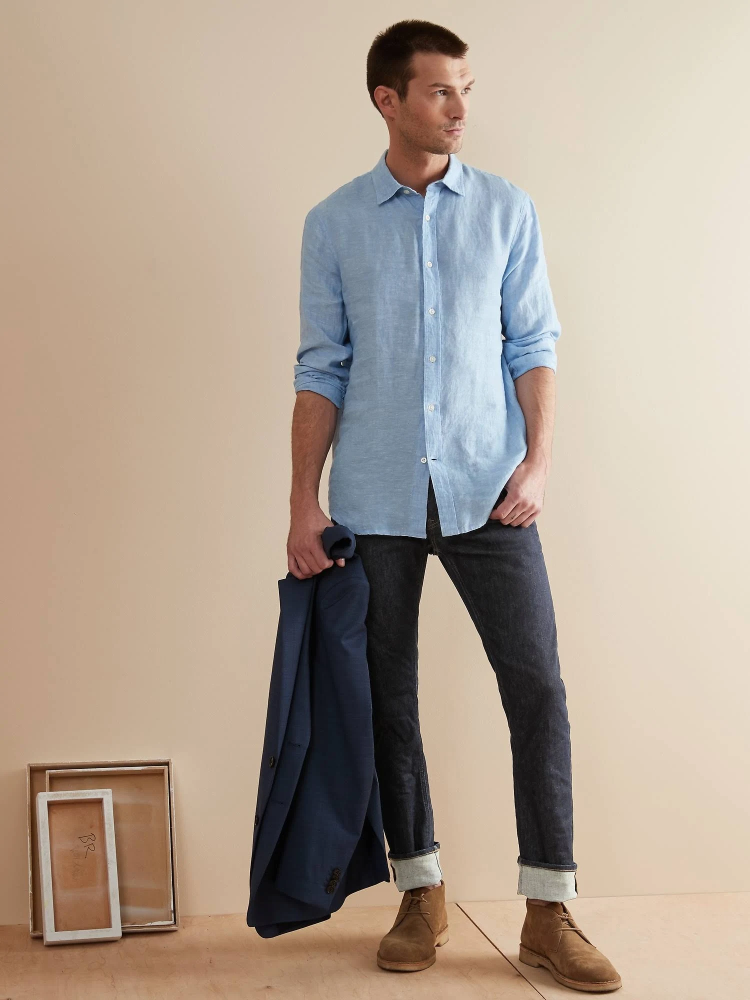 Banana Republic Men's Slim Dry Indigo Traveler Jean Rinse Dark Wash Size 38W 32L