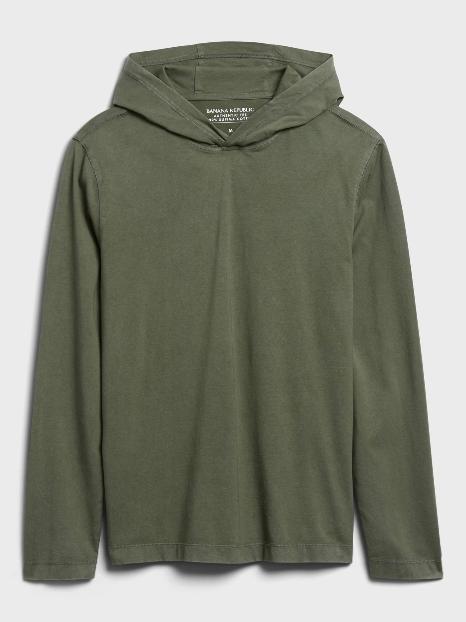 Banana Republic Men's Authentic Supima T-Shirt Hoodie Armada Green Tall Size L