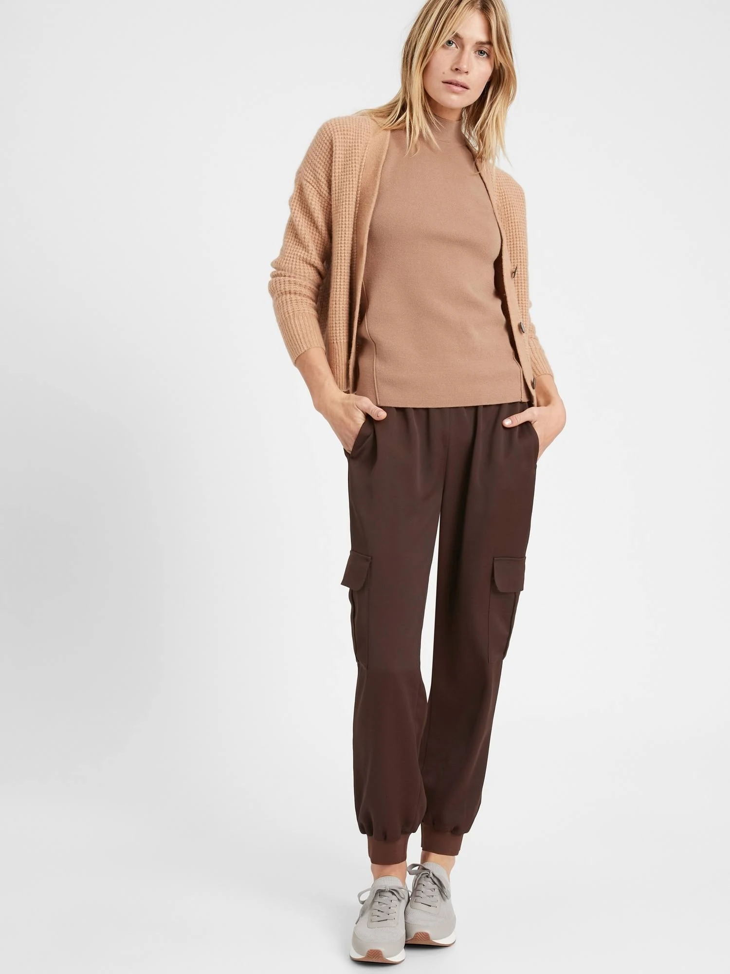 Banana Republic Women's Satin Cargo Jogger Dark Mahogany Brown Size S