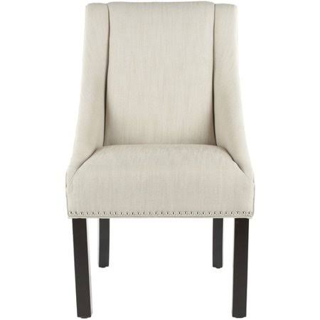 Dracut Upholstered Solid Back Arm Chair Upholstery Color: Beige, Leg Color: Espresso