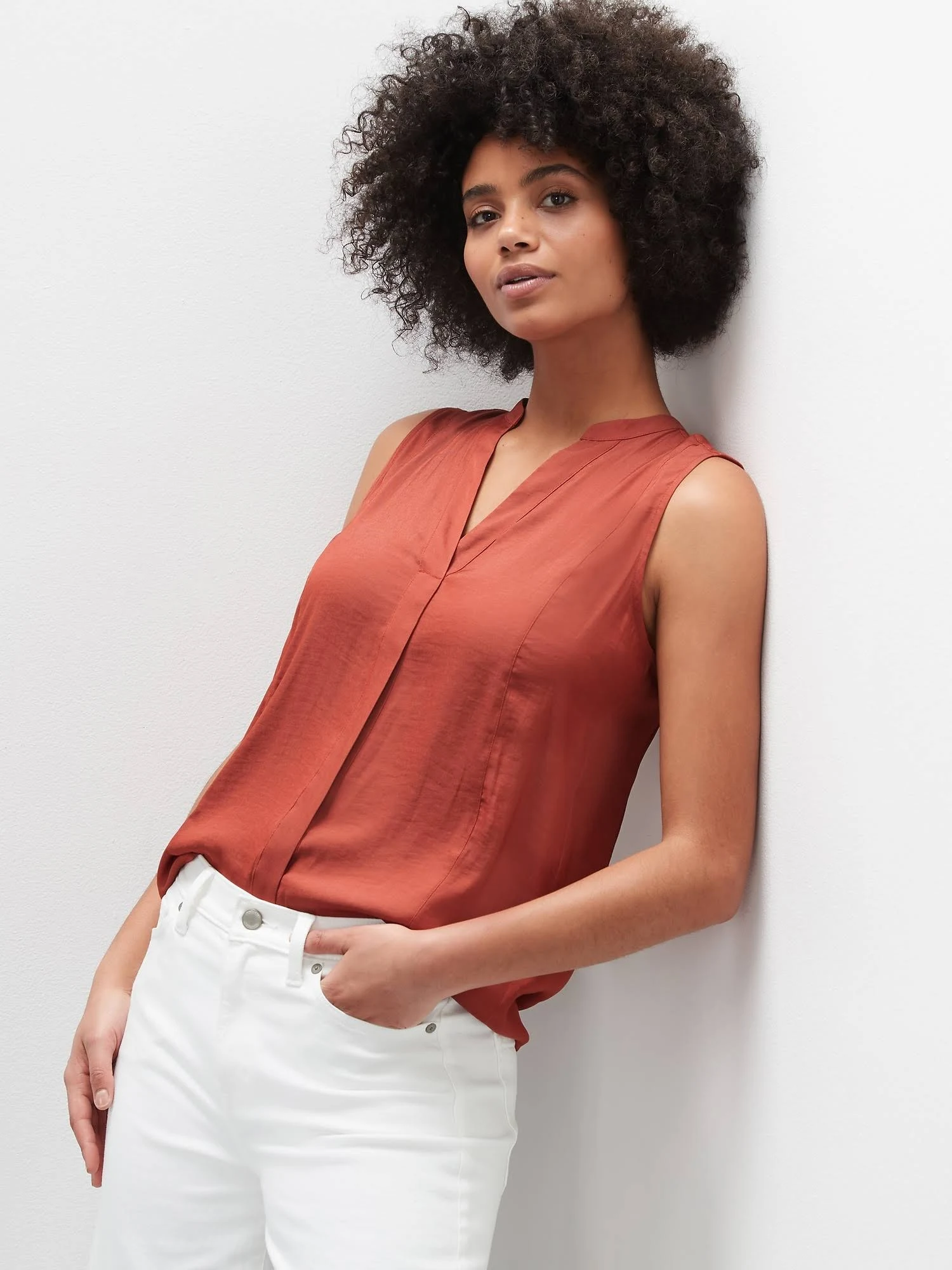 Banana Republic Women's Sleeveless Shirt Copper Clay Size XL