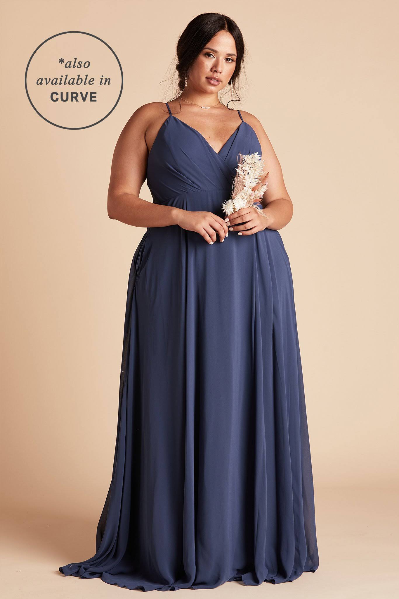 Birdy Grey Kaia Chiffon Bridesmaid Dress in Slate Blue XL / Slate Blue