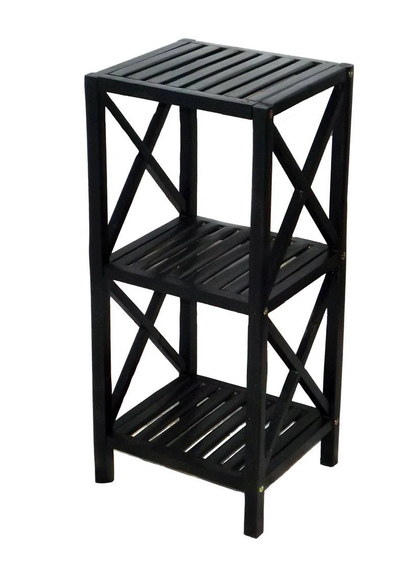 Bamboo54 5849black 3 Tier Bamboo Rack Square Bamboo Black