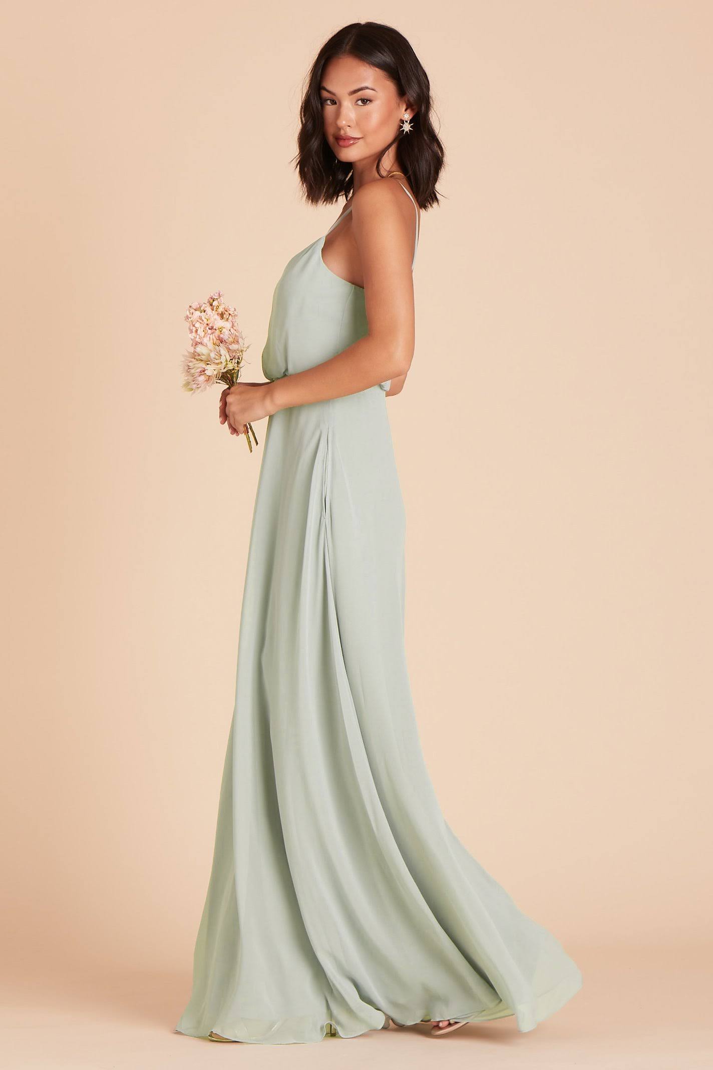 Birdy Grey Gwennie Chiffon Bridesmaid Dress in Sage S / Sage / No Slit