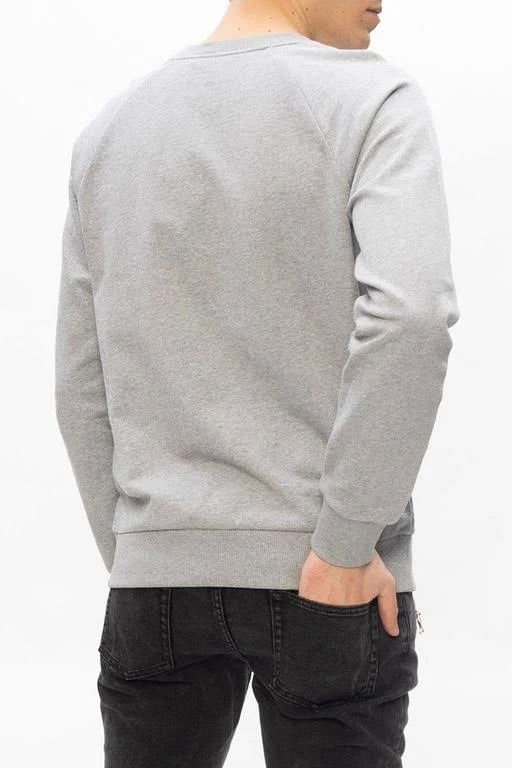 Balmain Mens Grey Logo-embossed Crewneck Cotton-jersey Sweatshirt XL