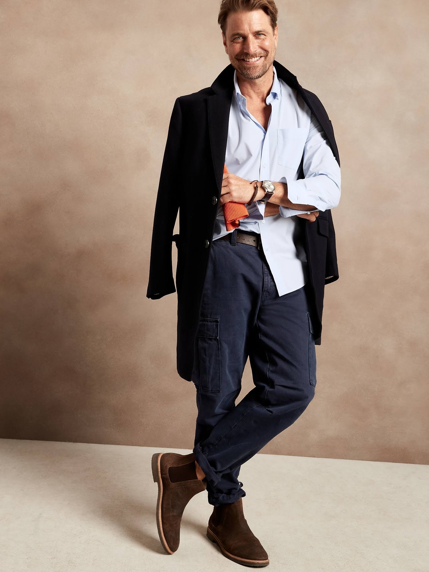 Banana Republic Men's Slim-Fit Tech-Stretch Cotton Shirt Basic Blue Size Xxs