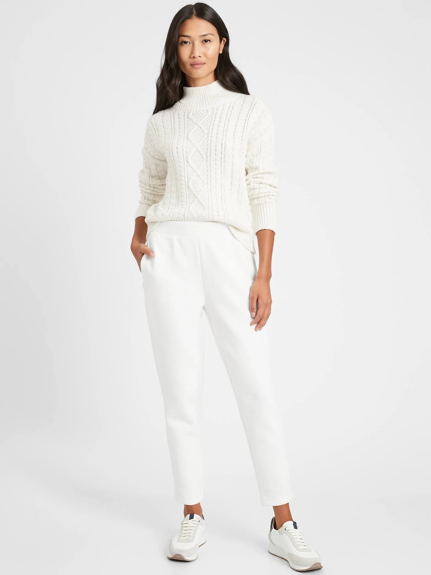 Banana Republic Women's Cozy Fleece Commuter Jogger Almond Beige Size L