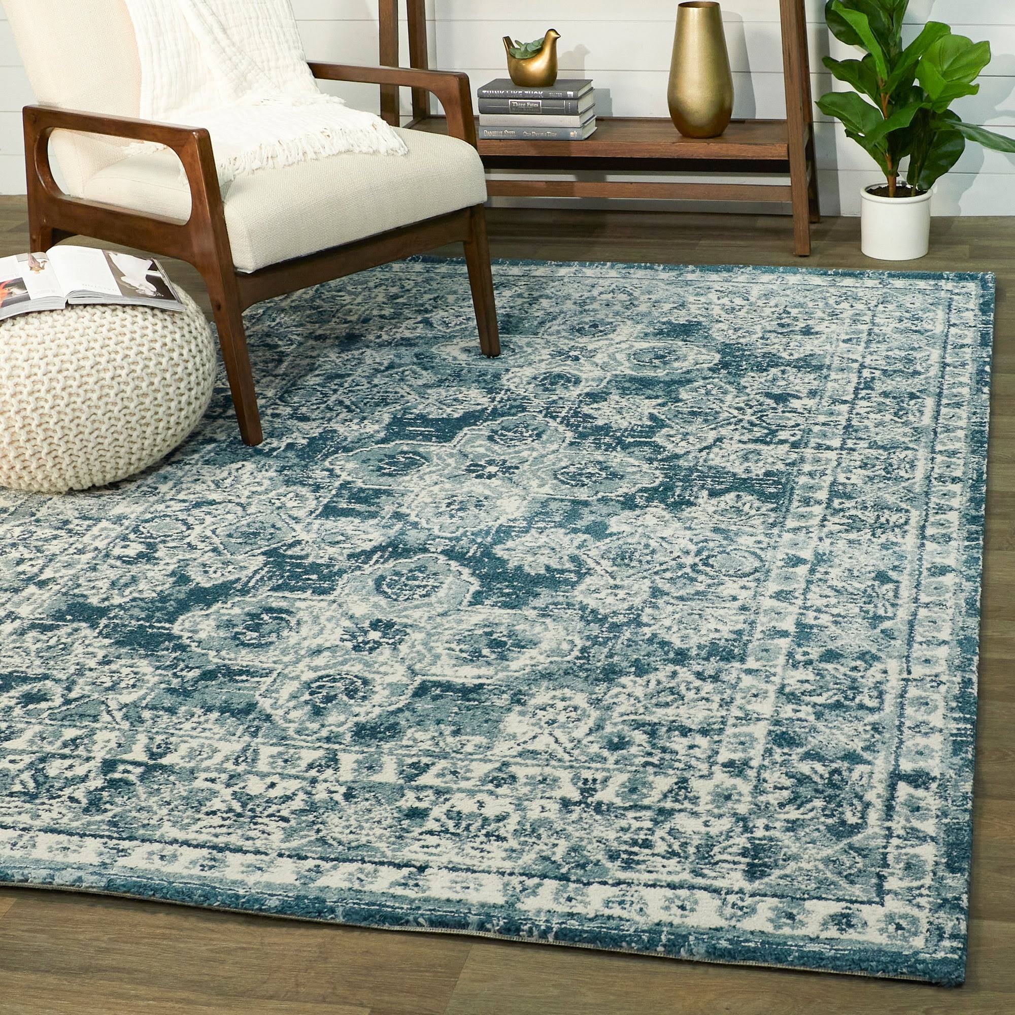 Roche Distressed Oriental Area Rug - 2&7x22 x 7& - Teal