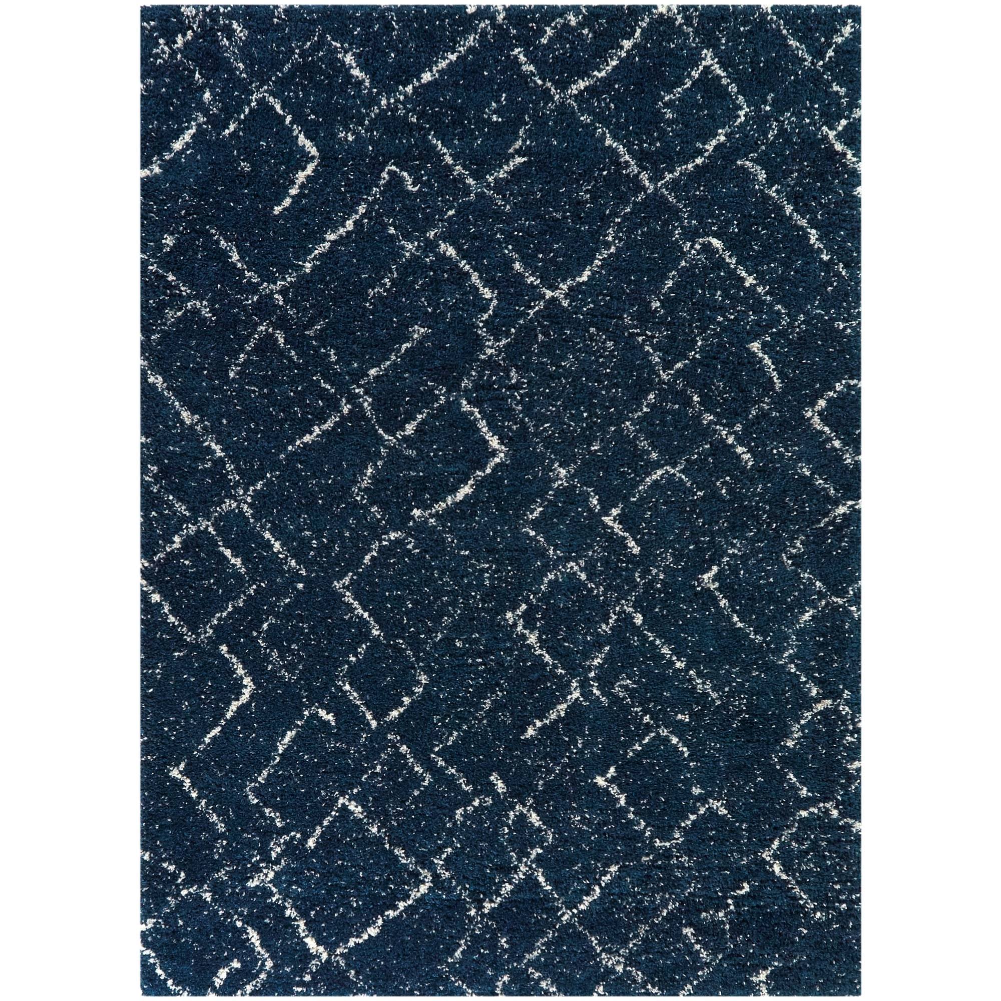 Albini Tribal Shag Area Rug - 5&3x22 x 7& - White/Grey