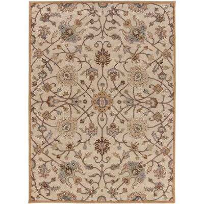 Arden Floral Handmade Tufted Wool Khaki/Brown Area Rug Birch Lane Rug Size: Rectangle 7&6x22 x 9&6x22