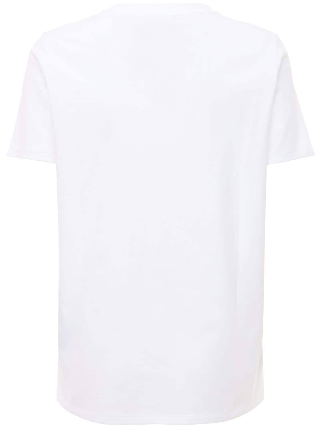 Balmain T-Shirt with Logo Print M White,Pink Cotton