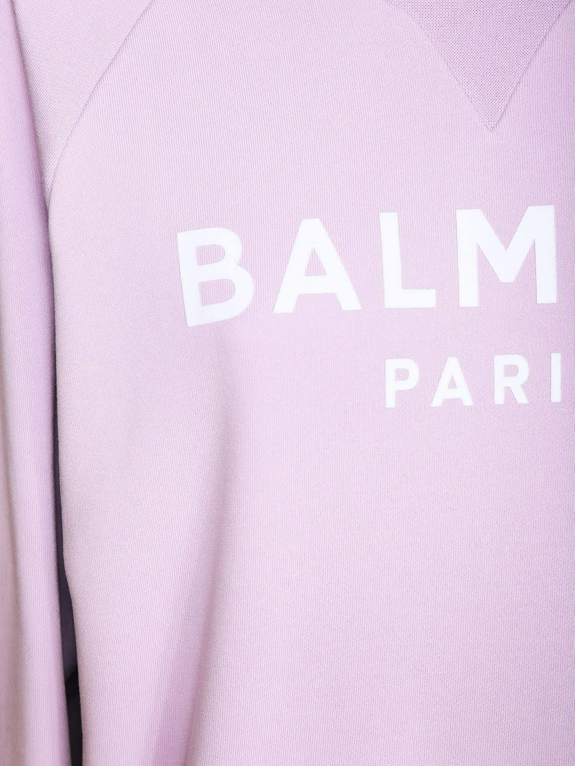 Balmain | Women Flocked Logo Cotton Sweatshirt Lilac/white S