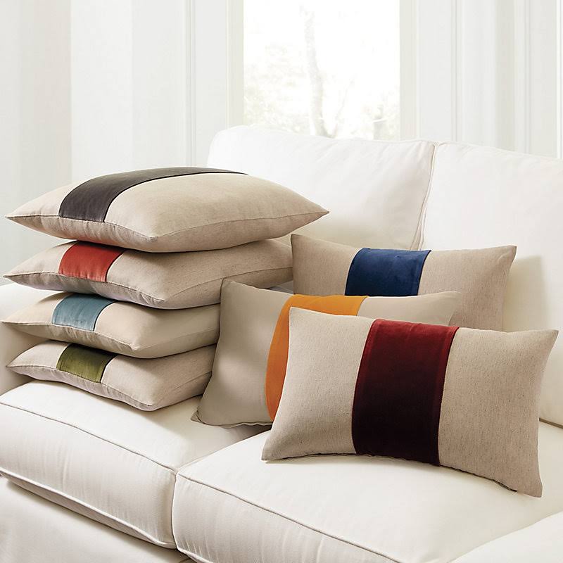 Velvet Colorblock Linen Pillow Cover Natural/Ink 20x22 x 20x22 - Ballard Designs