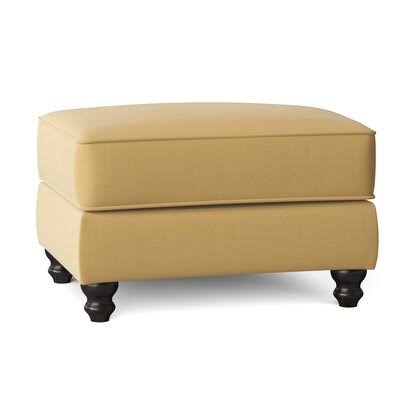 Birch Lane Woburn 31x22 Rectangle Standard Ottoman Body Fabric: Bayou Sunshine, Leg Color: White