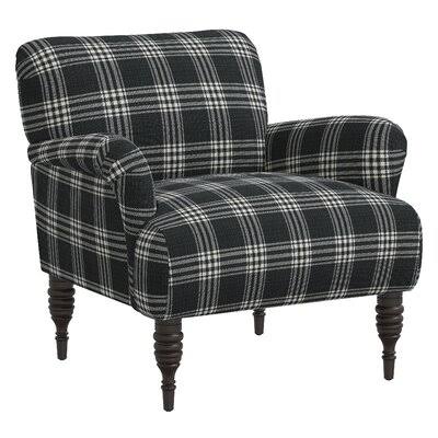 Metter 32x22 Wide Cotton Armchair Birch Lane Body Fabric: Barnegat Plaid Black Sea Cotton