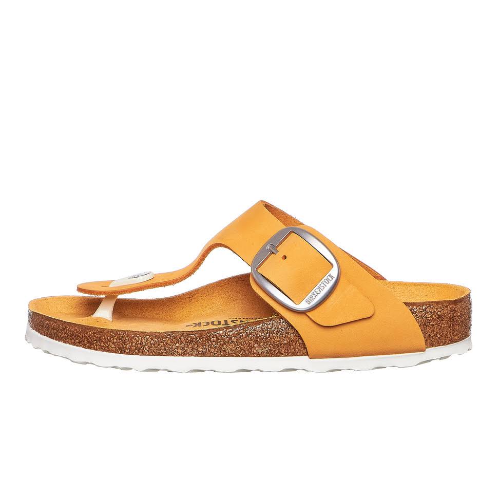 Birkenstock Gizeh Big Buckle Nubuck Leather Apricot Thong Sandals
