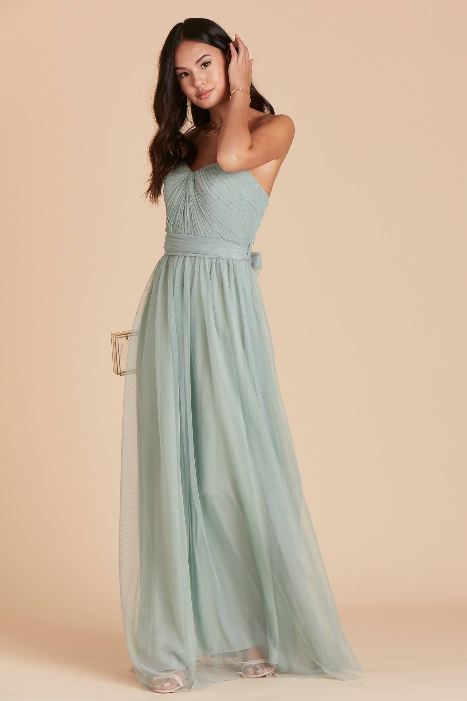 Birdy Grey Christina Convertible Tulle Bridesmaid Dress in Sage Xs / Sage