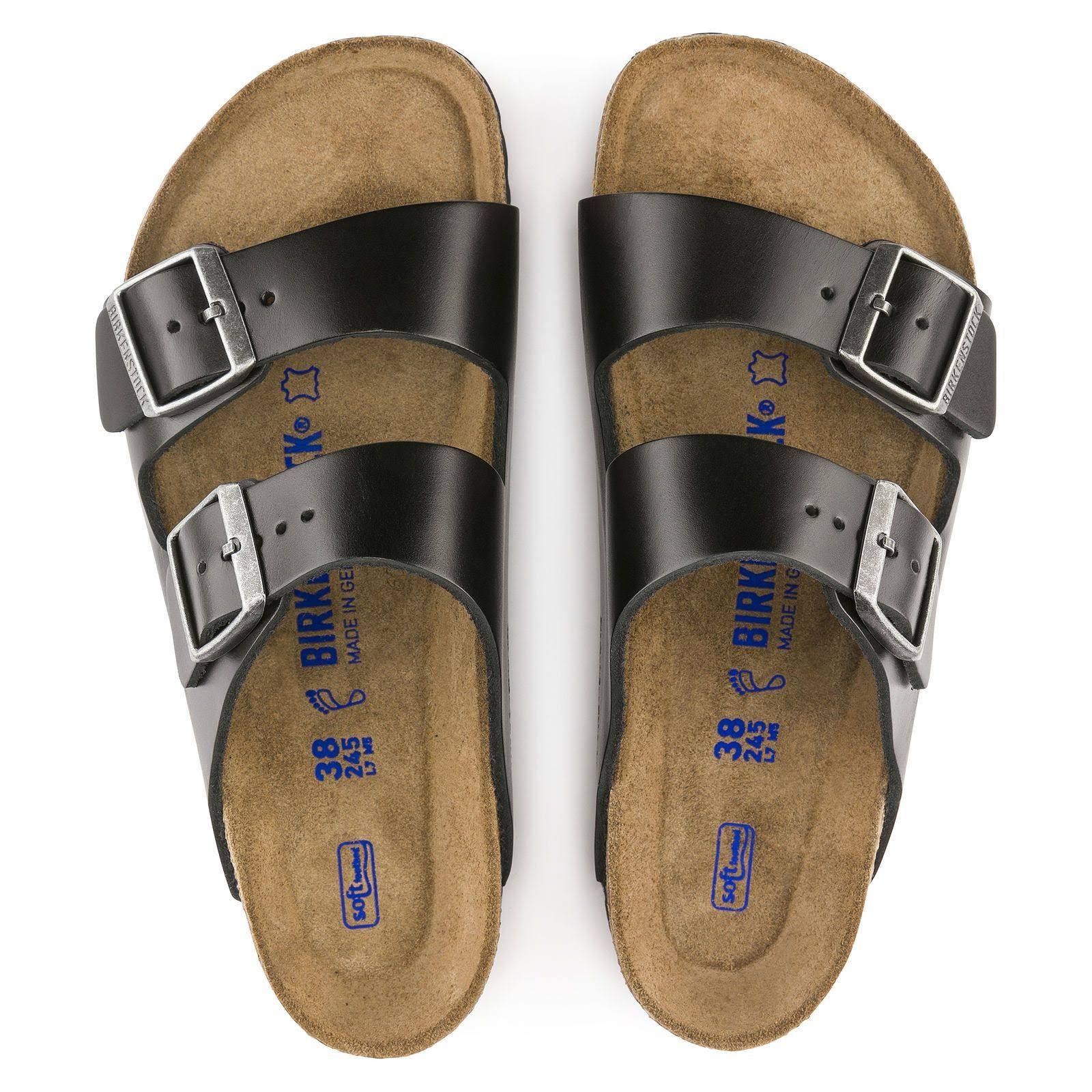 Birkenstock Arizona Soft Footbed - Leather (Unisex) Sandals Black Amalfi Leather : EU 46 (US Men's 13-13.5) Regular