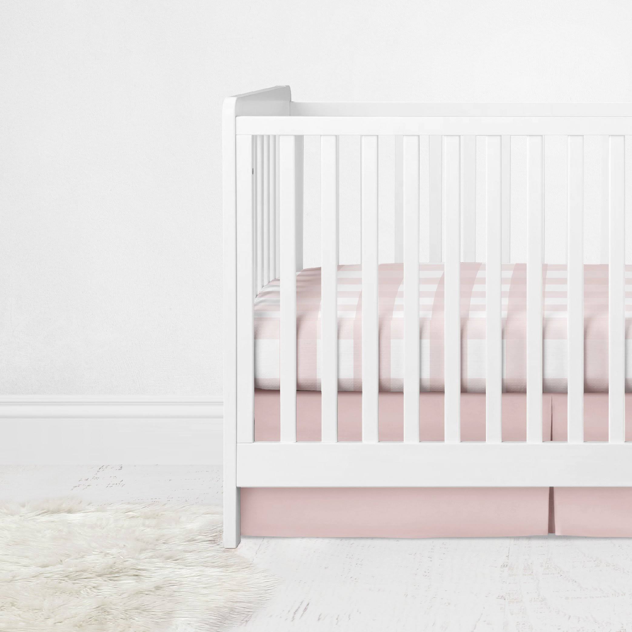 Four Piece Baby Crib Set - Pink Gingham Design