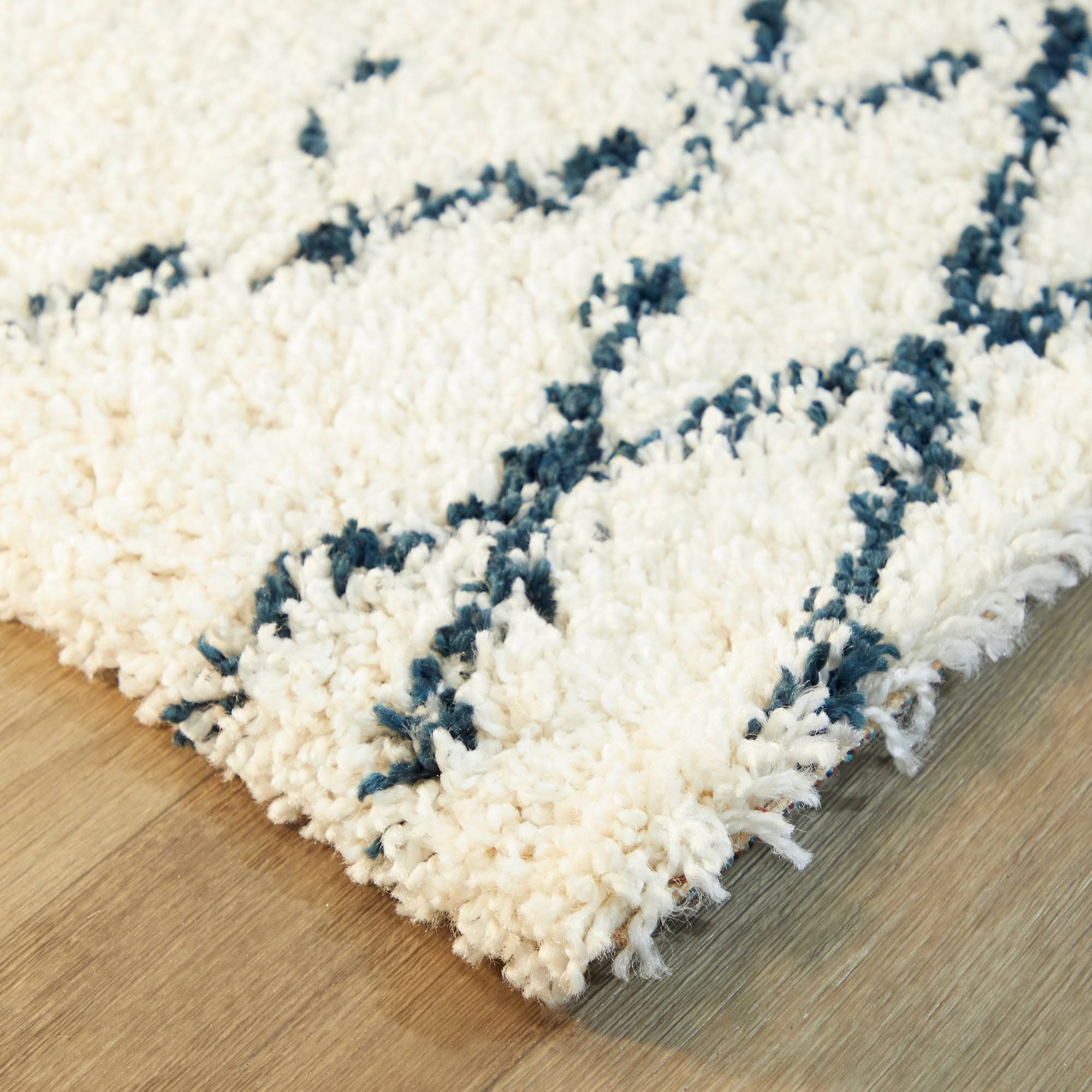 Bramante Abstract Shag Area Rug - 7&10x22 x 10& - Navy