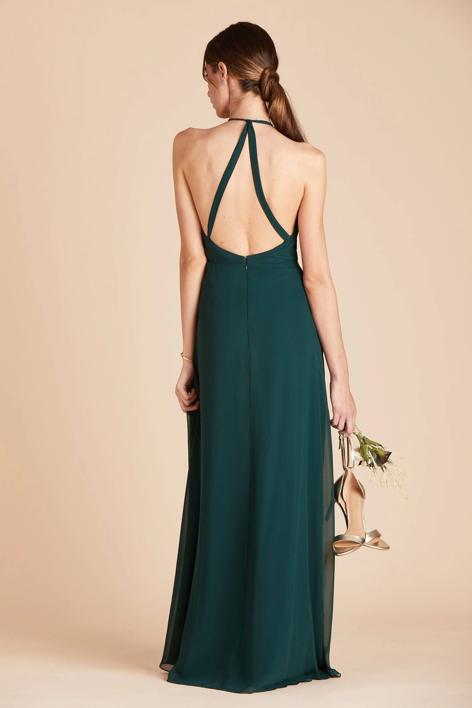 Birdy Grey Moni Convertible Chiffon Bridesmaid Dress in Emerald 2XL / Emerald