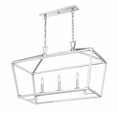 Israel 3 - Light Kitchen Island Linear Pendant Finish: Polished Nickel