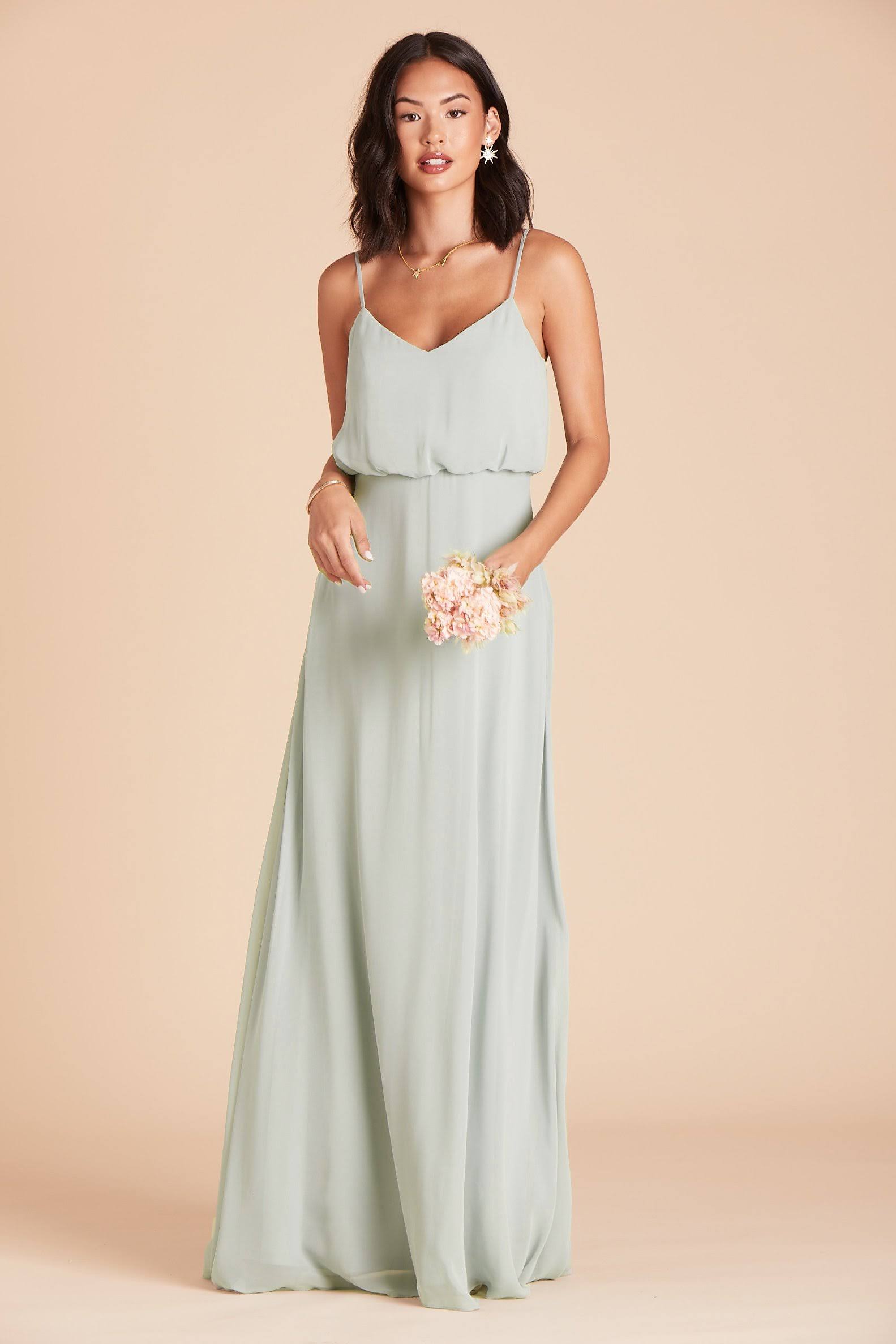 Birdy Grey Gwennie Chiffon Bridesmaid Dress in Sage S / Sage / No Slit
