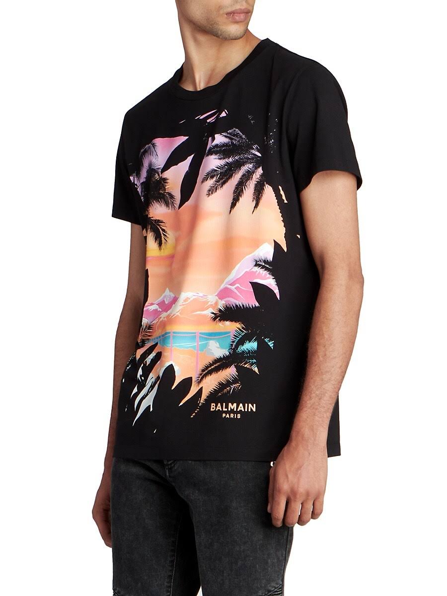 Balmain Black Printed T-Shirt